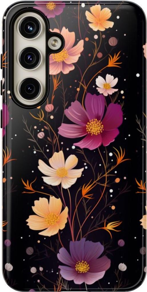 Elegantes Blumenmuster im Kosmos-Stil – Hülle Kompatibel mit Samsung Galaxy S24 Plus