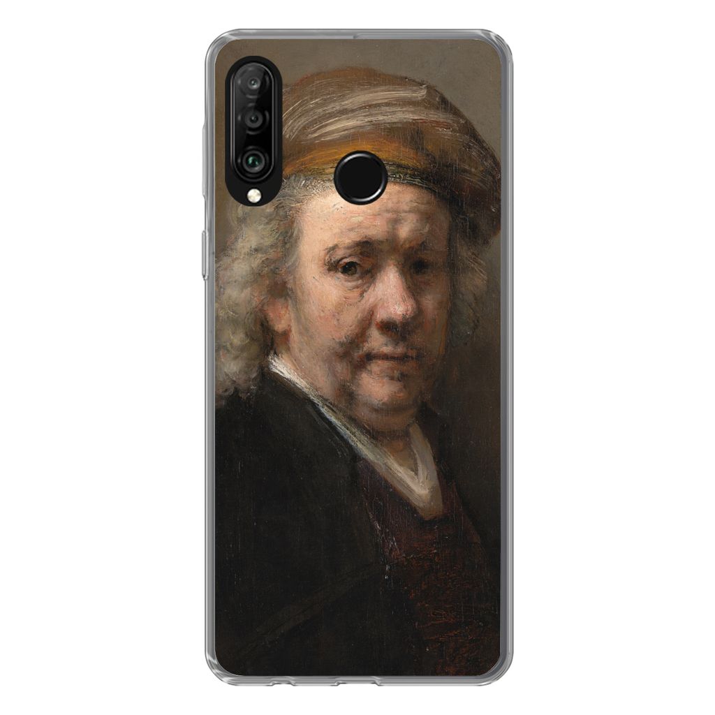MuchoWow Handyhülle Schutzhülle Hülle für Huawei P30 Lite Selbstbildnis - Gemälde von Rembrandt van Rijn Silikon Softcase Handy Hülle - Han...