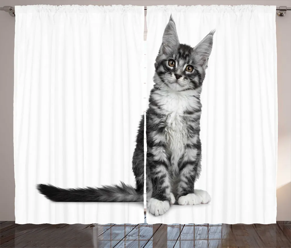 Rideau Universel Chat Anthracite 280x225 cm Tissu Qualité Supérieure