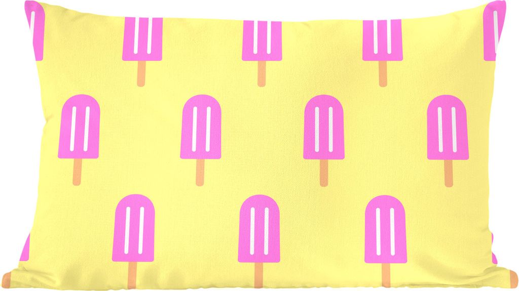 MuchoWow Zierkissen Sofakissen Wohnzimmer Dekokissen 50x30 cm Eis - Muster - Sommer - Rosa - Wohnzimmerdekoration - Polster mit Photo