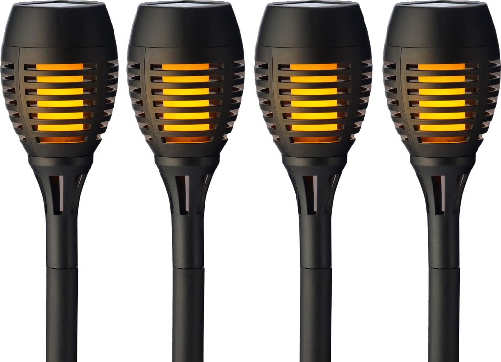 LED Solar Fackel 27cm Kunststoff 4er Set mit Flammeneffekt