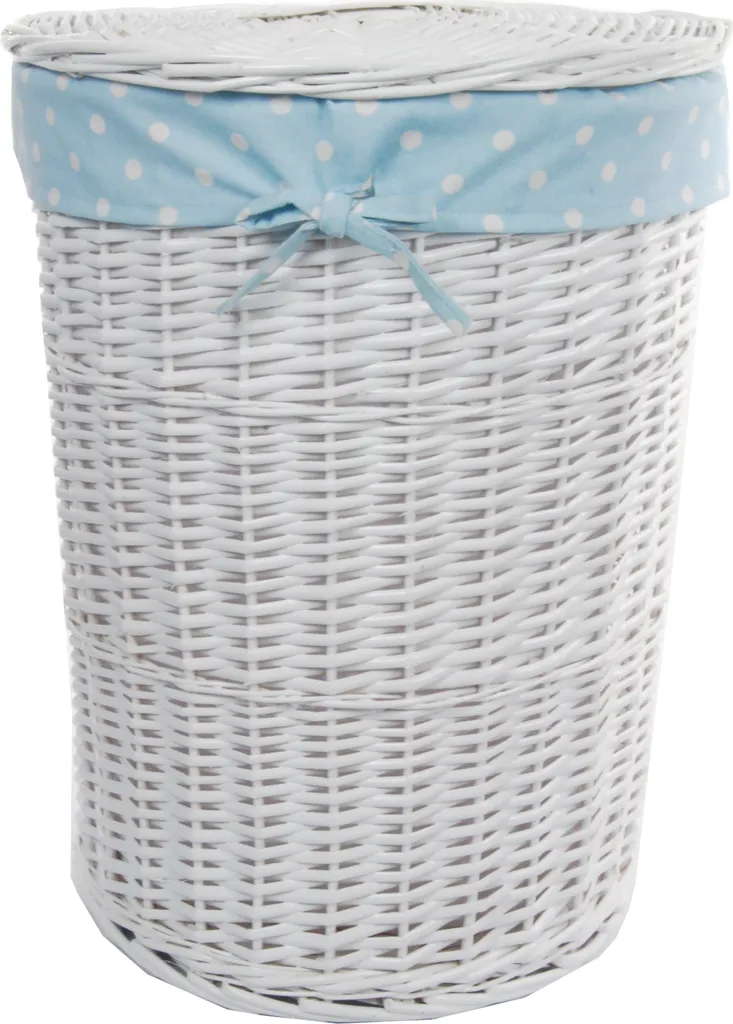 Panier à linge anti-odeur en osier blanc 60L avec sac intérieur textile