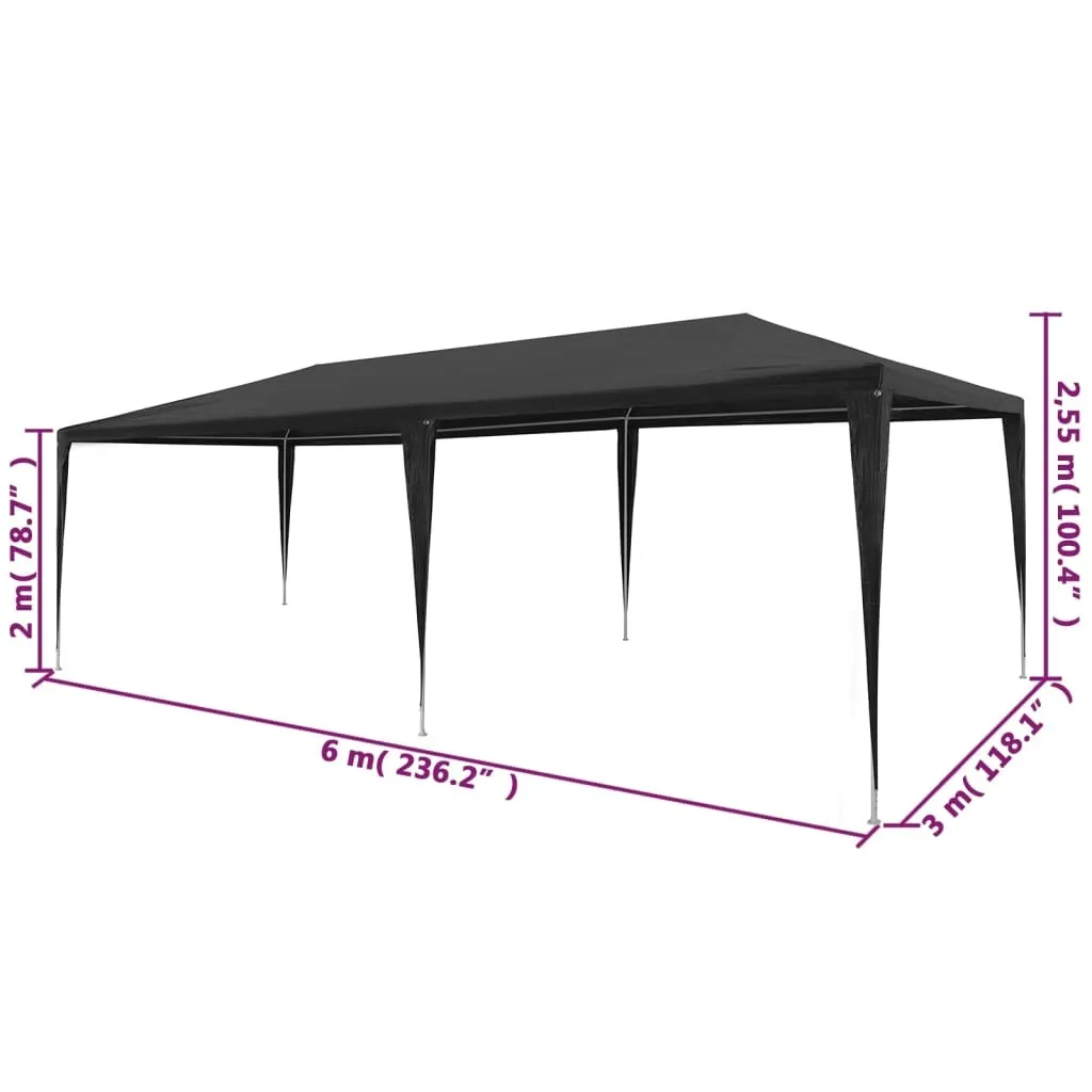 The Living Store Tendone Feste 3x6 m Antracite PE Impermeabile - 6