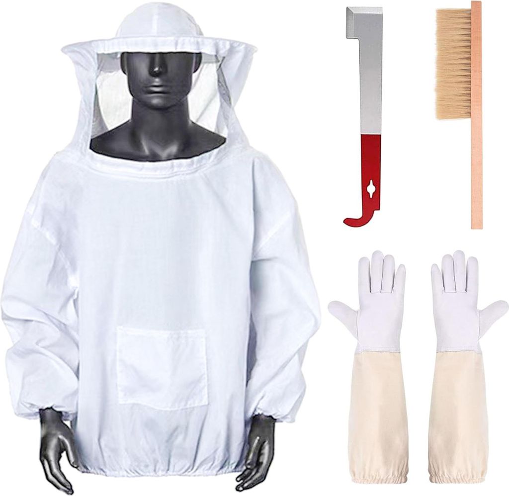 Imker Schutzanzug mit Handschuhen und Bienenstockwerkzeugen, Imkereiausrüstung für Hinterhof und Ranch