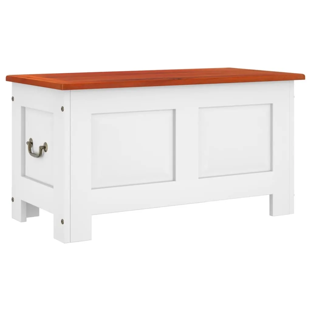Malle de rangement en bois massif acacia bicolore avec couvercle plat