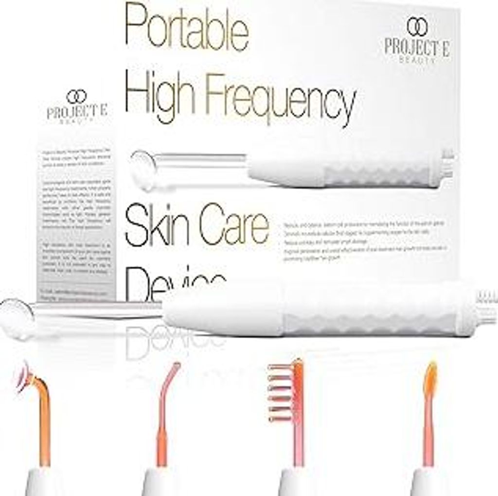 Hochfrequenzstab Neongas von Project E Beauty | Anti-Aging | Reduzierte Falten | Reduzierte geschwollene Augen | Hauttherapiegerät | Mit 4 Zaubers...