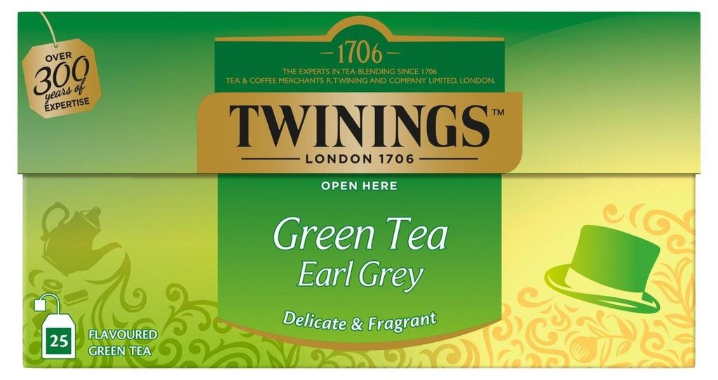 Twinings Green Tea Earl Grey 25 torebek, 50g - Aromatyczna Zdjęcie produktu 