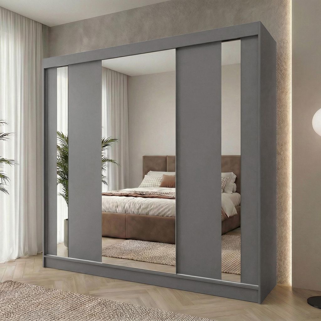 Šatní skříň Beautysofa GAJA, 240 cm, se zrcadlem – posuvné Obrázek produktu 