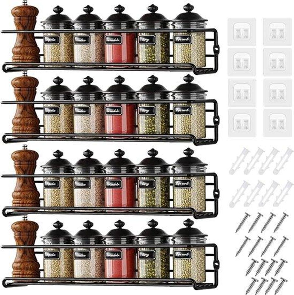 Spice Rack 4 Etagen für Küchen Schubladen ohne Bohren