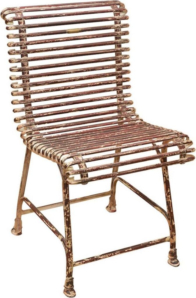Casa Padrino Jugendstil Garten Stuhl Antik Rot / Creme 44 x 50 cm - Handgefertigter Schmiedeeisen Stuhl - Nostalgische Schmiedeeisen Garten & Terra...