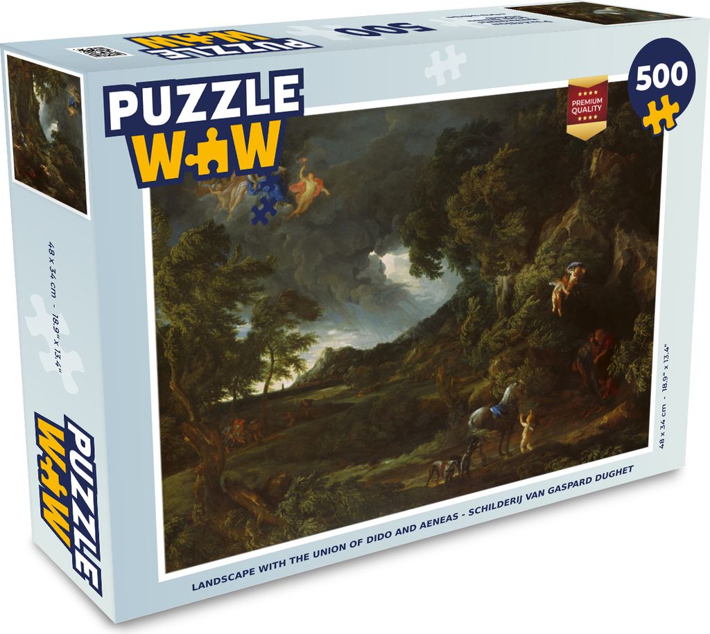 MuchoWow Puzzle 500 Teile Landschaft mit der Vereinigung von Dido und Aeneas - Gemälde von Gaspard Dughet - 500 Teile - Kinder - Selberbauen - P...