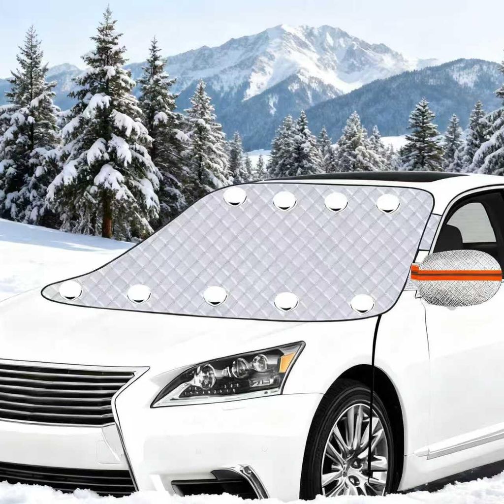 Schneeschutz Frontscheibenabdeckung für Auto mit 9 Magneten & 2 Spanngurten, für Auto, SUV & Van, Schützt vor Schnee, EIS, Frost, Staub (160x116...