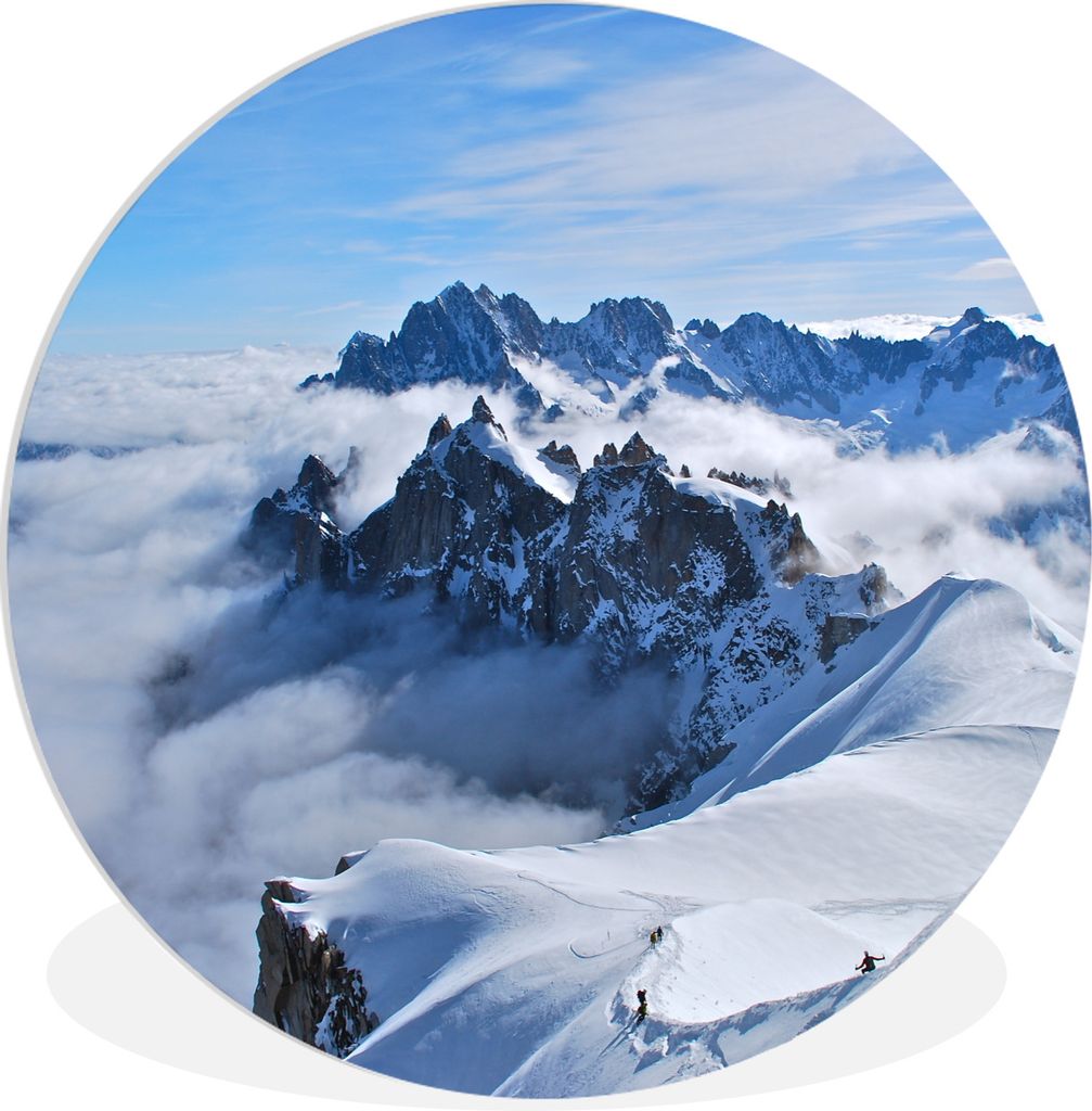 MuchoWow Rundes Wandbild - Runde Bilder Der herrliche Berg Mont Blanc zwischen den Wolken Ø 90 cm Kreis Wanddekoration Kunststoff - Wandkreis - ...