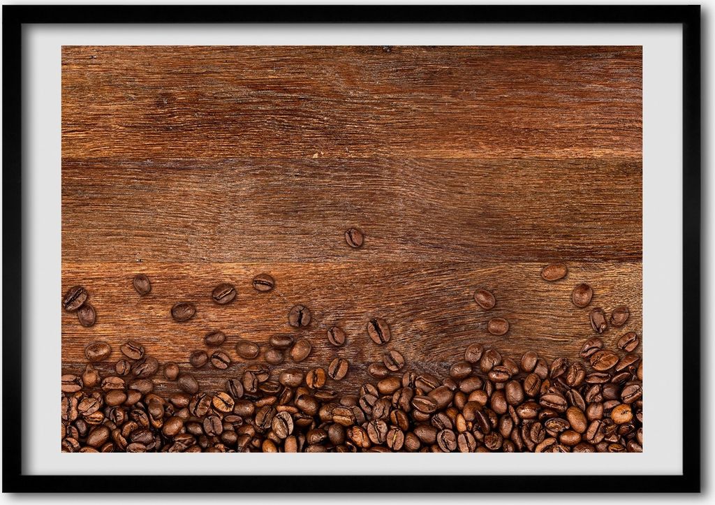 Bild - Bilderrahmen - 100 cm x 70 cm - MDF - Rahmen - Foto - Wandkunst Kaffeebohnen