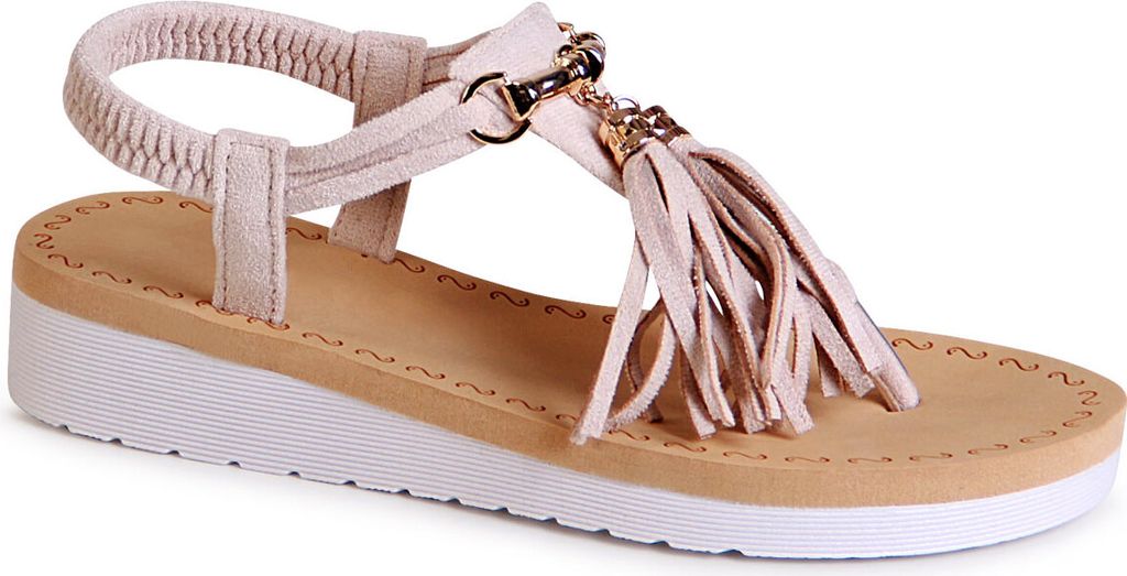 topschuhe24 2097 Damen Riemchen Plateau Zehentrenner , Farbe:Beige, Größe:37 EU