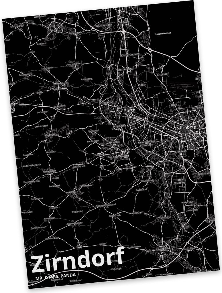 Mr. & Mrs. Panda Postkarte Zirndorf - Geschenk, bildkarte, Grußkarte, Fotokarte, Ansichtskarten, Postkarten, Stadt, Dorf Karte Landkarte Map Stadt...
