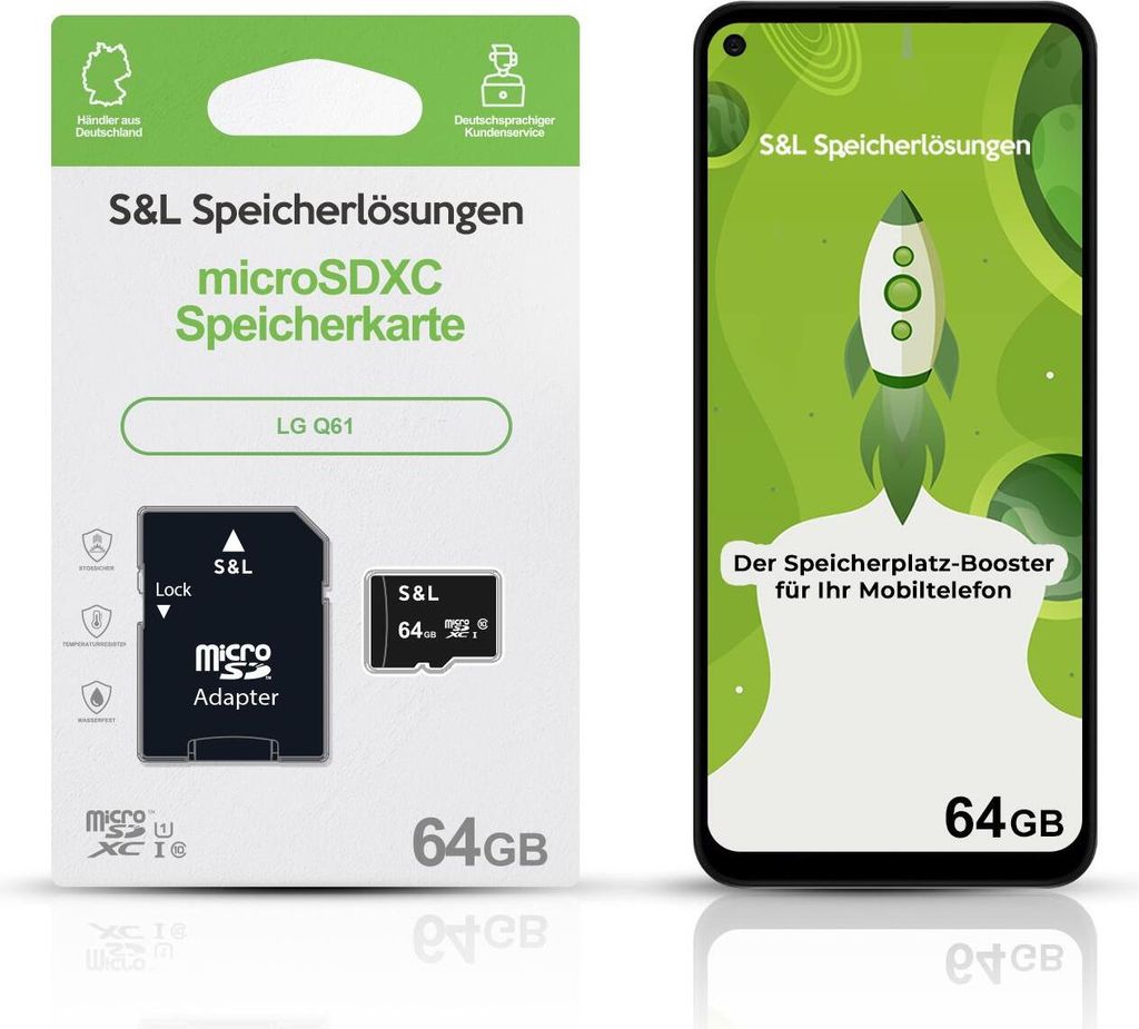 microSD Speicherkarte S&L für LG Q61 - Speicherkapazität: 64 GB