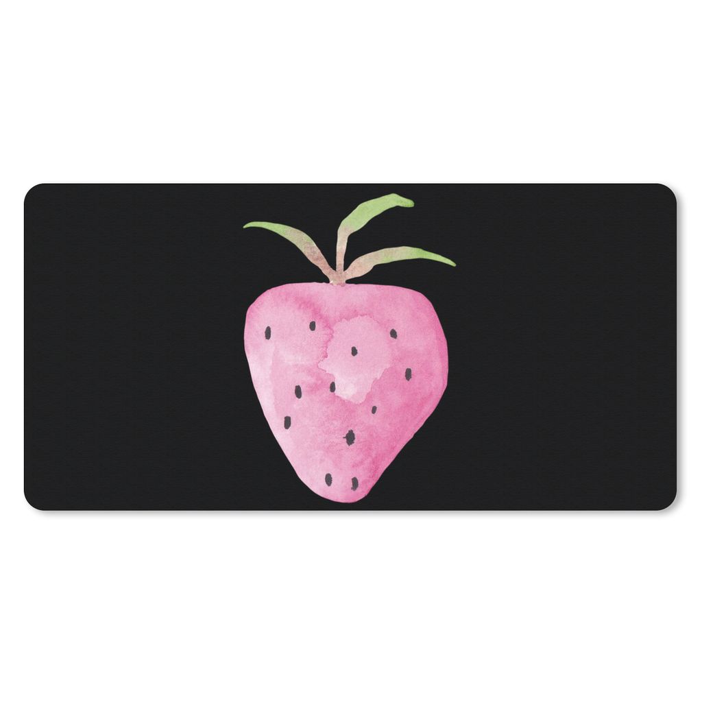 MuchoWow Mauspad Mousepad Erdbeere - Aquarellfarbe - Schwarz 60x30 cm - Mousepads - Maus Mat - Pad - Mausunterlage - Nachhaltig