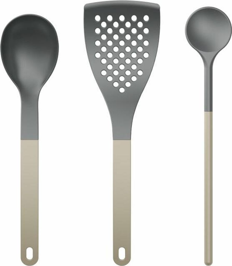 Rosti Küchenhelfer-Set New Optima Humus 3-tlg., Kochlöffel, Pfannenwender, Nylon, Braun, 34588