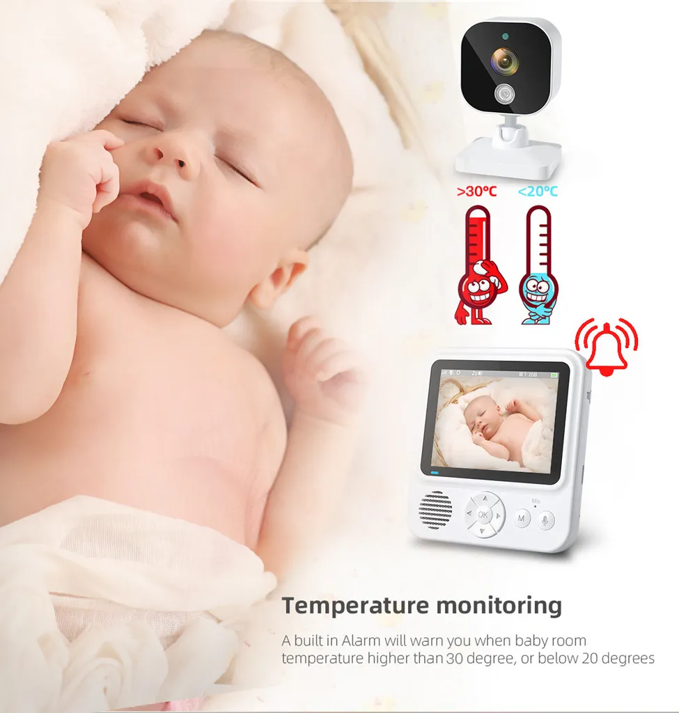 INF Moniteur Vidéo Bébé 2,4G avec Audio Bidirectionnel et Vision Nocturne