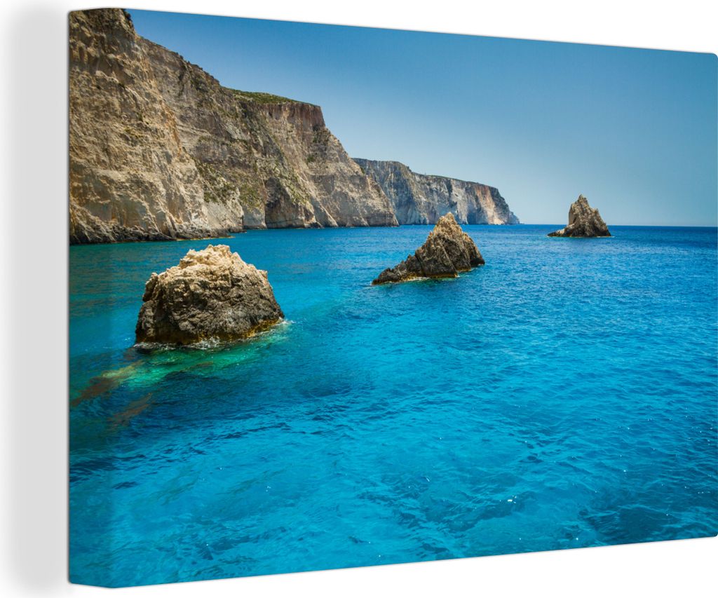 OneMillionCanvasses - Leinwandbilder - 140x90 cm, Der Blick auf das Ionische Meer von Zakynthos, Wandbilder Kunstdruck Wanddekoration - Foto auf ...