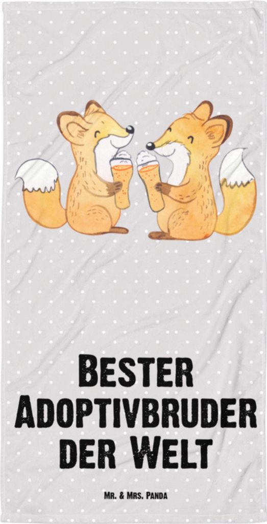 Mr. & Mrs. Panda Handtuch Fuchs Bester Adoptivbruder der Welt - Grau Pastell - Geschenk, Duschhandtuch, Familie, Reisehandtuch, Saugstarkes, Brudi,...