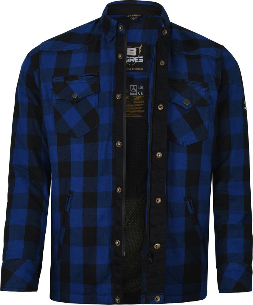 Bores Lumberjack Premium Motorradhemd, dunkelblau/schwarz, S