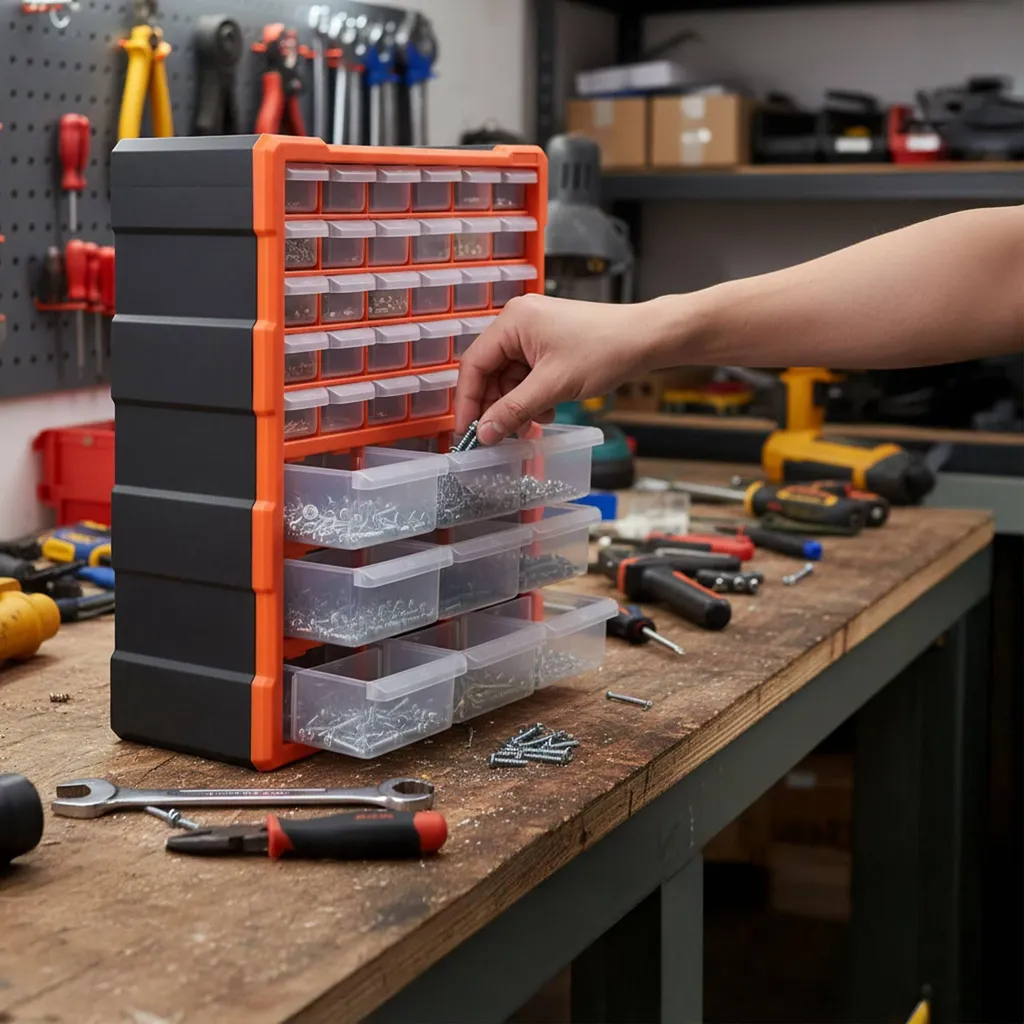 Organiseur d'atelier 39 tiroirs robuste avec compartiments modulables