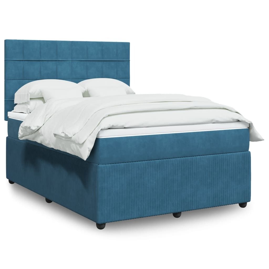 Maison Exclusive - Boxspringbett mit Matratze Dunkelblau 140x200 cm Samt