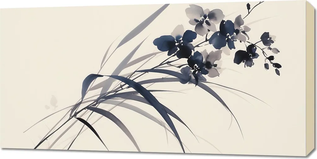 Quadro 100x50cm Orchidea in seppia