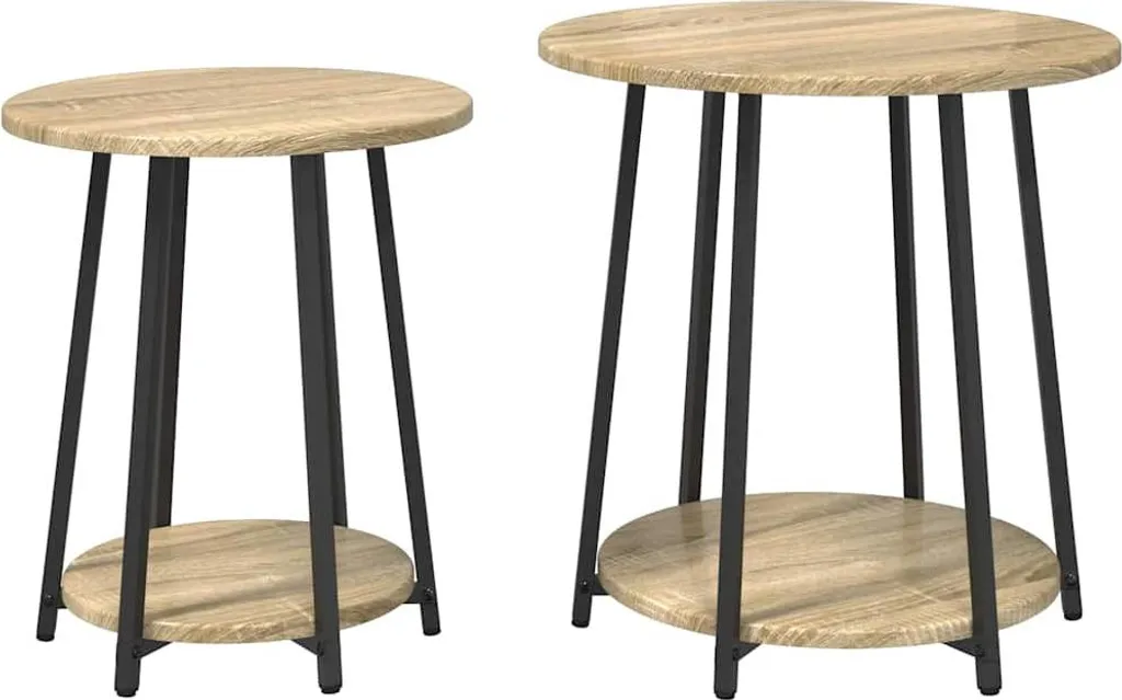 Set 2 Tavolini Industriali Rovere Sonoma e Nero vidaXL - Salvaspazio