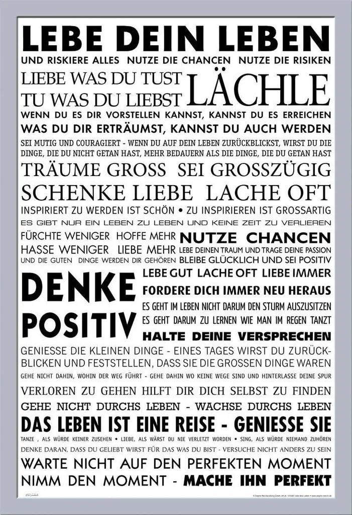 Vivi la tua vita: Poster Motivazionale XXL con Cornice Shinsuke