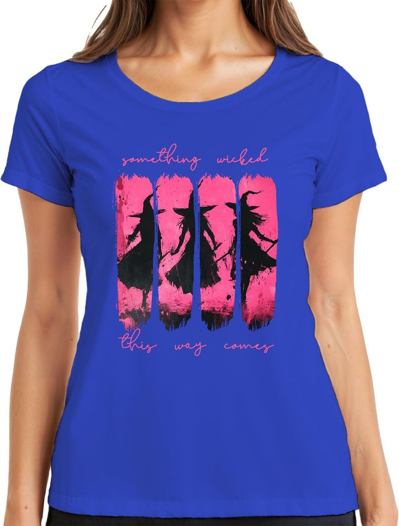 Something Wicked This Way Halloween Hexe Hexen Pink Grunge Gothic Damen T-Shirt, Blau, XXL