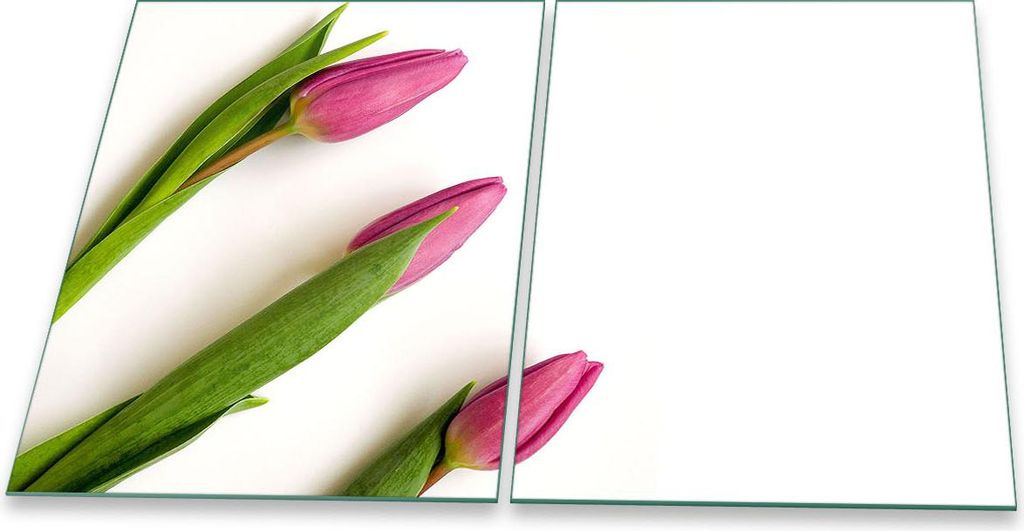 Herdabdeckplatte Glaskeramik 2-Teilig 2x40x52 Blumen Pink Abdeckung Spritzschutz Glas