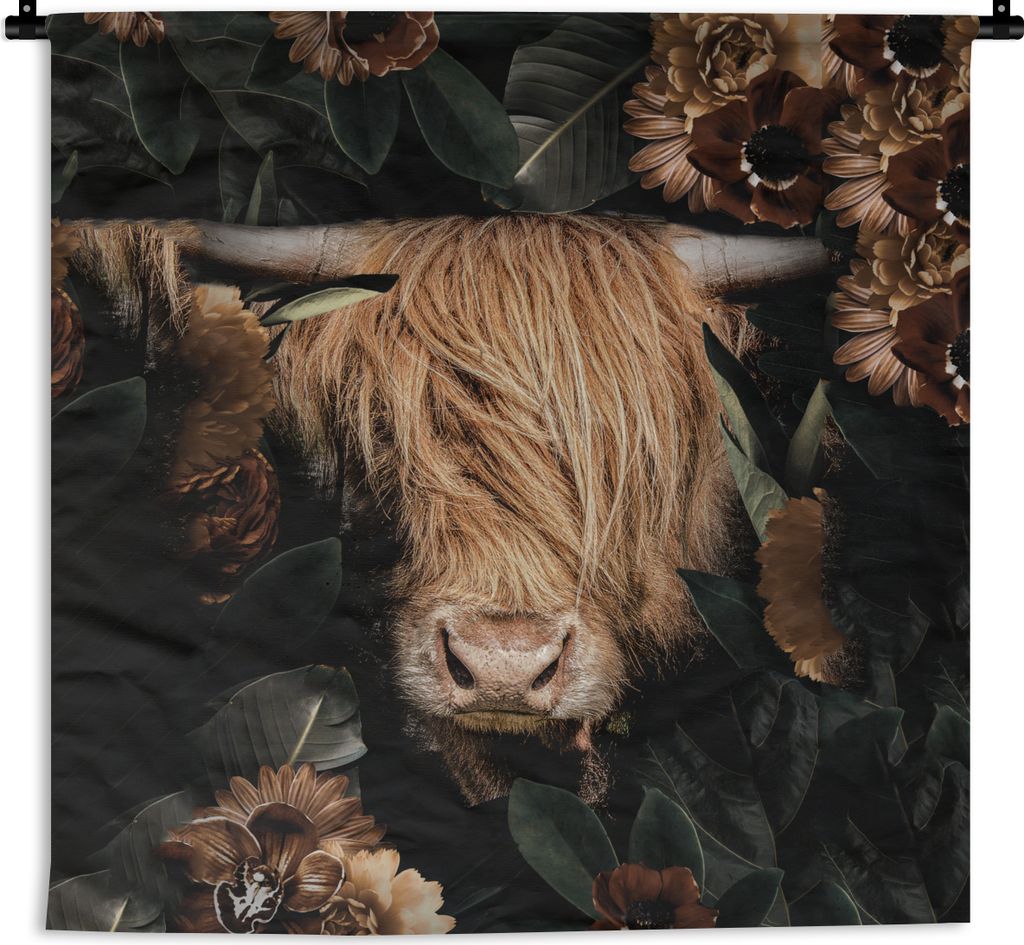 MuchoWow® Wandteppich Wandbehang Schottisches Hochlandrind Produktbild 