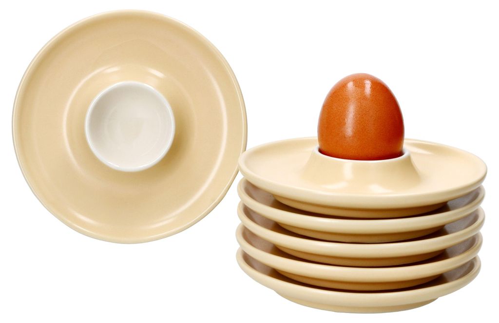 Ritzenhoff 6x Jasper Eierbecher mit Ablage Vanille Steingut Produktbild 