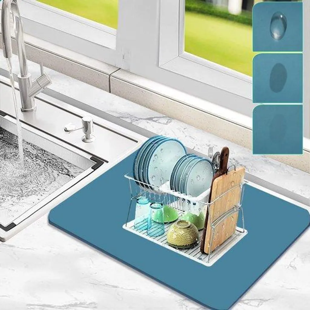Tapis de Barista Bleu Ultra-Absorbant - Idéal pour Machine Expressos et Tasses