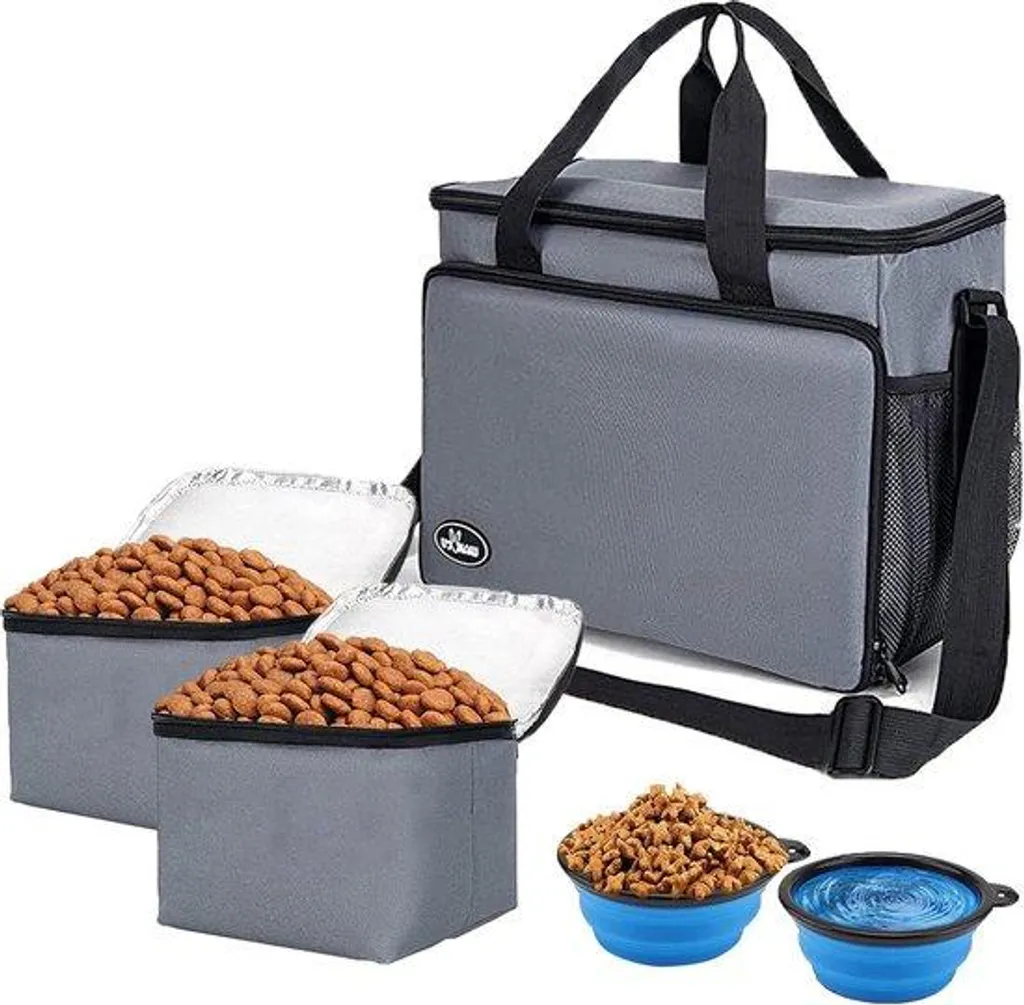 Sac de voyage étanche pour chien avec 2 bacs hermétiques et gamelles