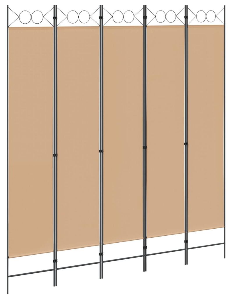 vidaXL 5-teiliger Raumteiler Beige 200 x 220 cm Stoff