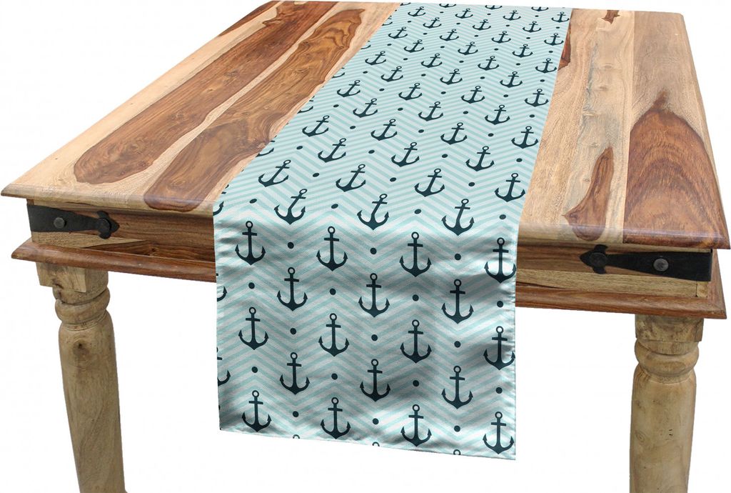 ABAKUHAUS Anker Tischläufer, Zick-Zack-Chevron Anchors, Esszimmer Küche Rechteckiger Dekorativer Tischläufer, 40 x 180 cm, Dunkelgrün Türkis