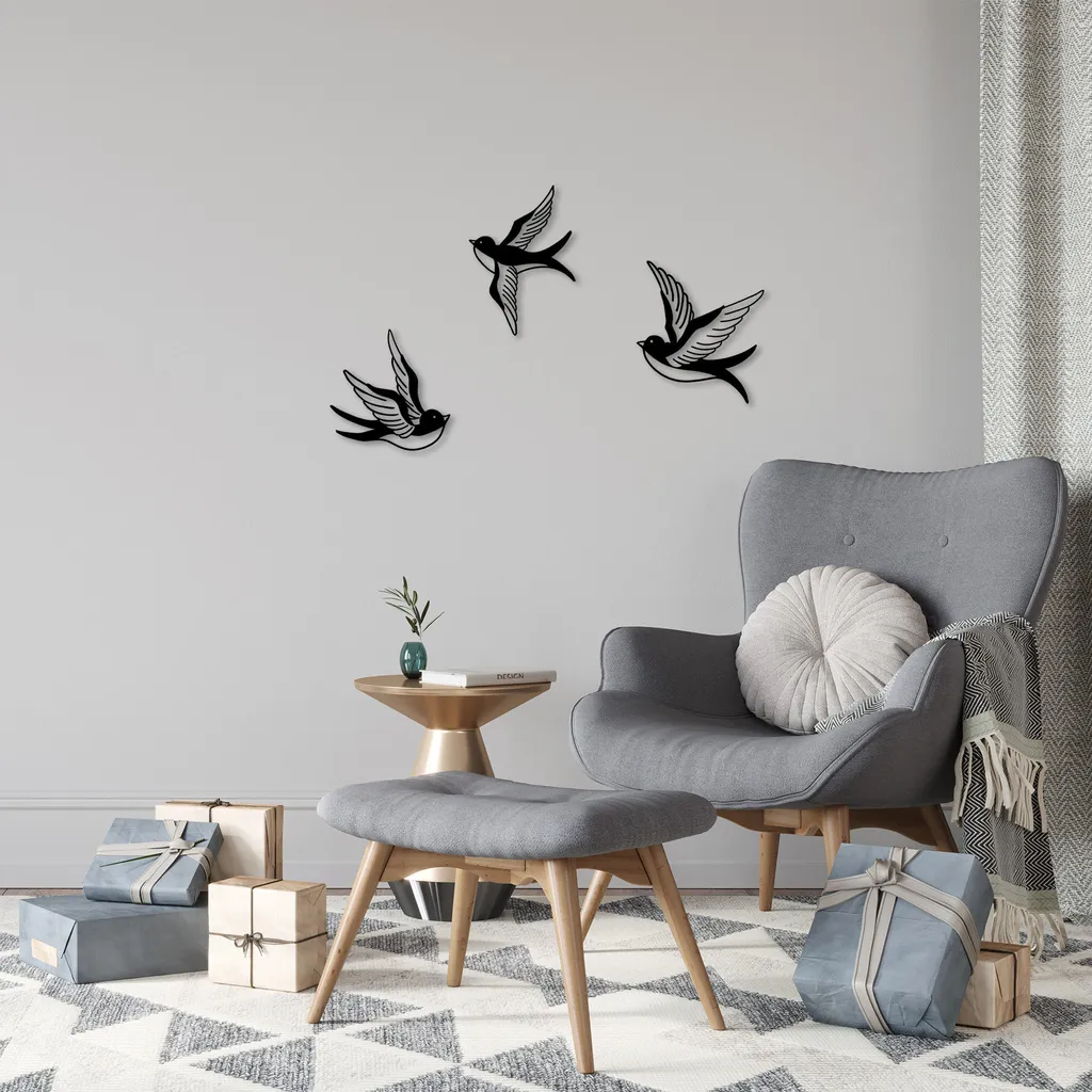 Déco murale design minimaliste métal noir Wallity Mountain de 22x23 cm