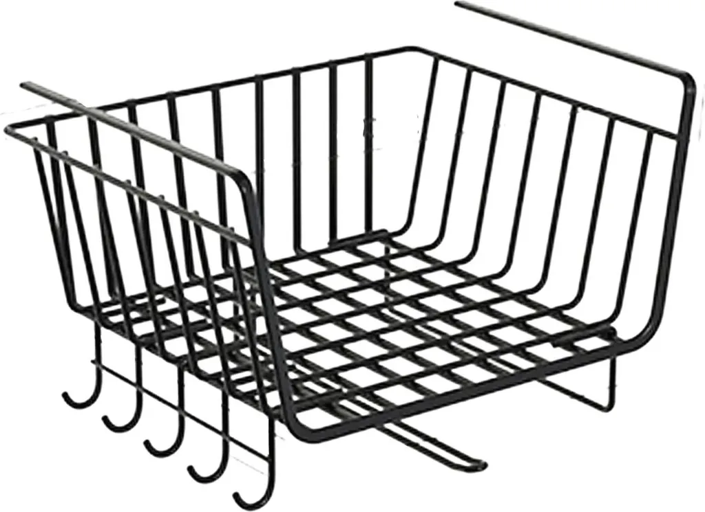 Panier sous étagère en fer noir multifonctionnel et robuste - Lot de 1