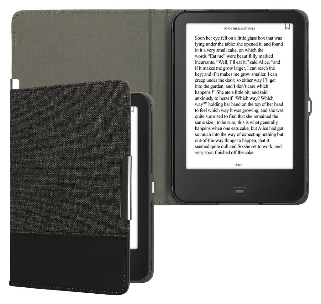kwmobile Hülle kompatibel mit Tolino Shine 2 HD - Canvas eReader Schutzhülle Cover Case - Anthrazit Schwarz