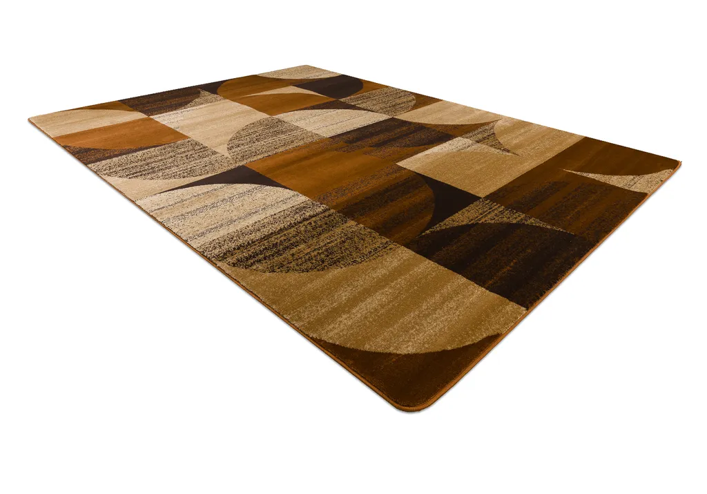 Tapis Géométrique Anti-Tache ROYAL H387 Brun Beige - Salon 200x290 cm