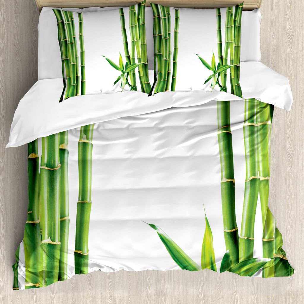 ABAKUHAUS asiatisch Bettbezug, Zweige der Bambuspflanze, Milbensicher Allergiker geeignet mit Kissenbezügen, 155 cm x 220 cm - 80 x 80 cm, Farn-Gr...
