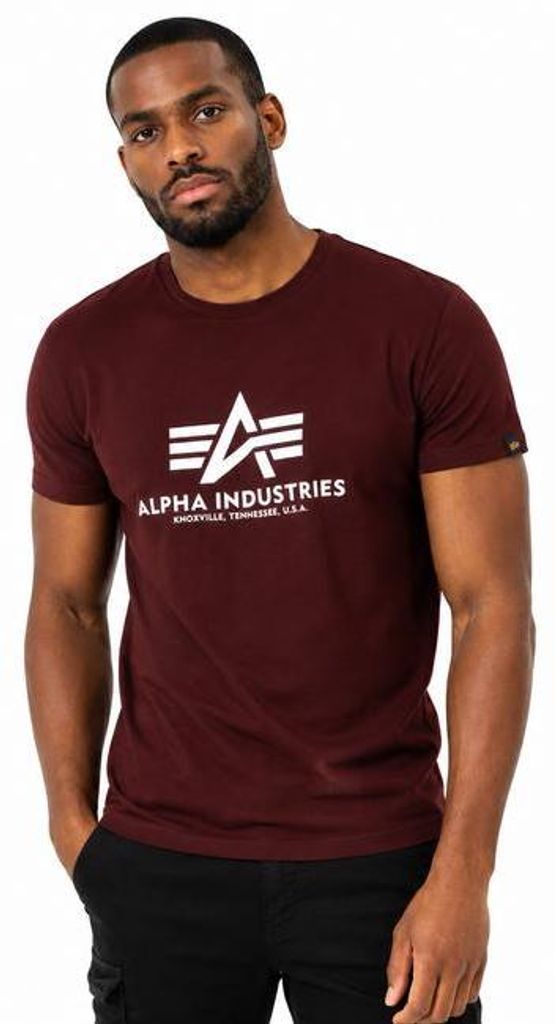 Herren T-Shirt Basic Bordeaux White