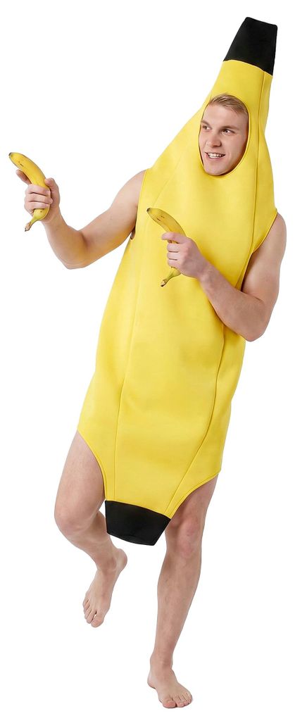 Banane Karneval-Kostüm für Erwachsene gelb-schwarz - Produktbild 
