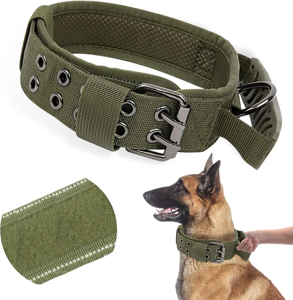 Collier chien réfléchissant et réglable en nylon avec poignée de sécurité