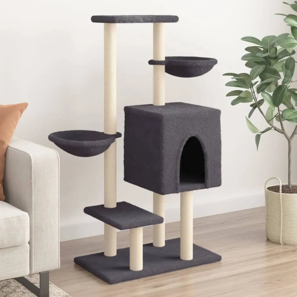 Albero per Gatti 117 cm Grigio Scuro - Tiragraffi Sisal Design 2025