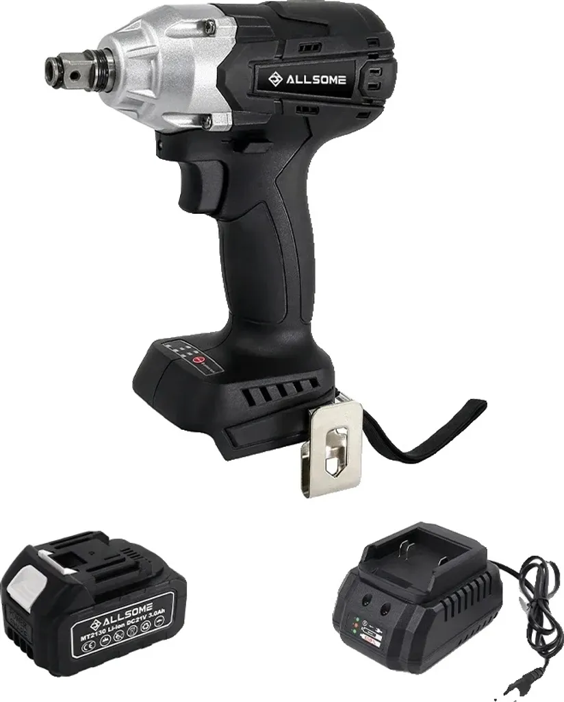 Clé à chocs sans fil 21V brushless 400Nm avec batterie et chargeur